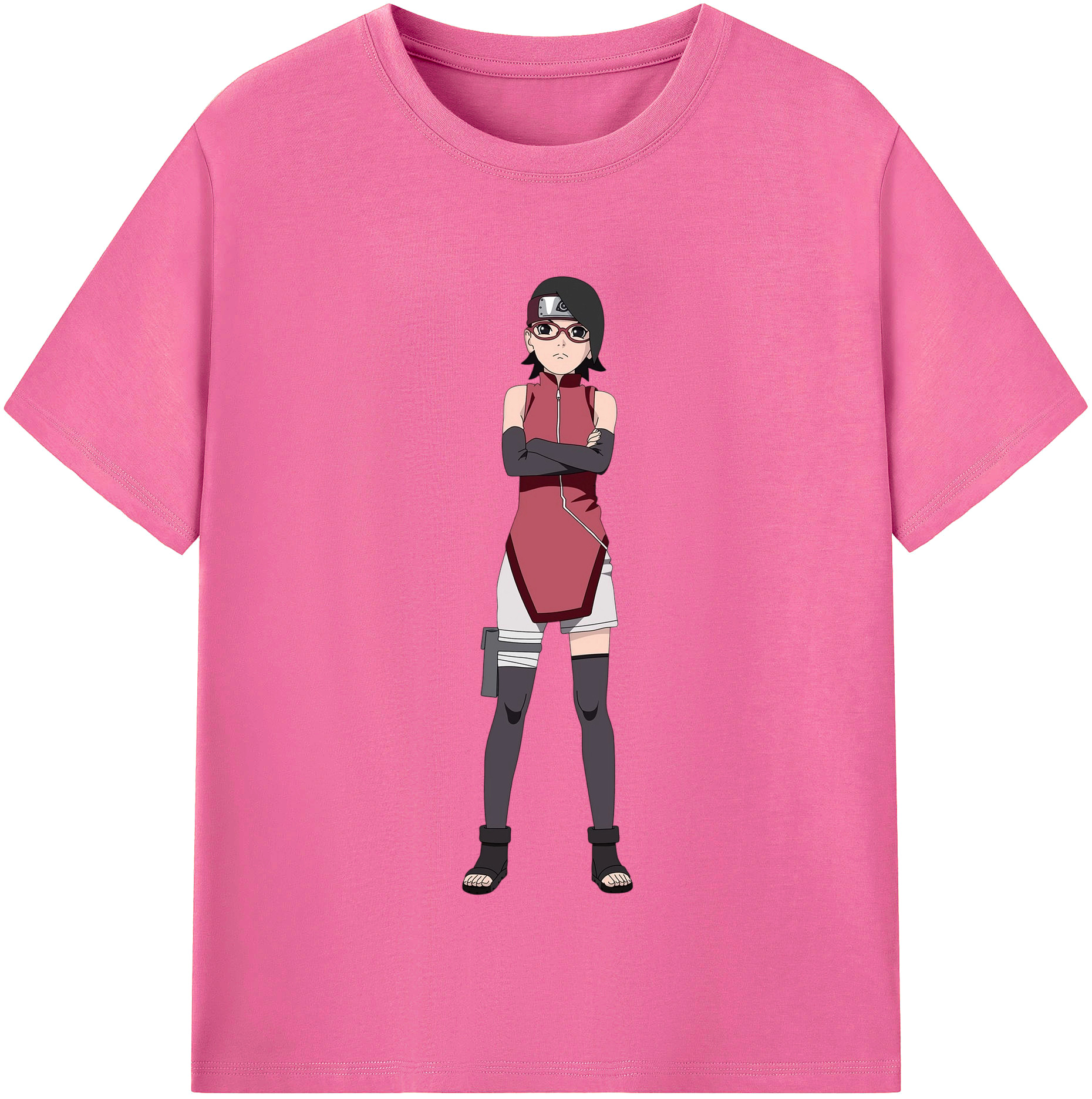 （画像用） NARUTO -ナルト- うちは サラダ Uchiha Sarada レディースカジュアルプリントTシャツ（綿100％）